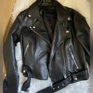 Blank NYC Black Leather Biker Jacket Asymmetrical Design